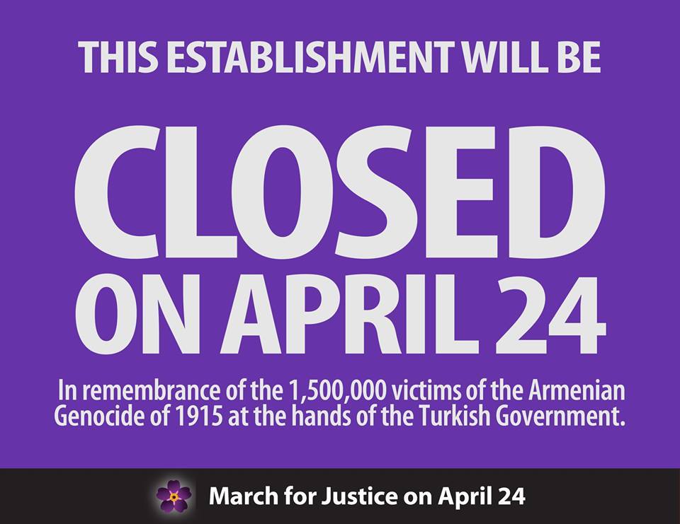 Homenetmen C V Shant Armenian Genocide Remembrance Day   March For Justice Closed Sign 